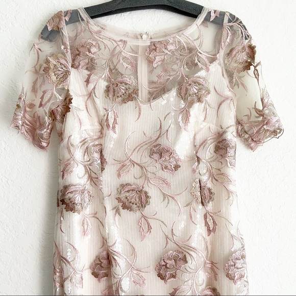 SOLD Marchesa Notte Embroidered Sequin Dress Ivory - Picture 4 of 12